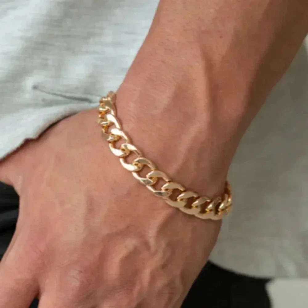 New Thick Gold Link Chain Unisex Women Men Urban Fashion Bracelet Access…